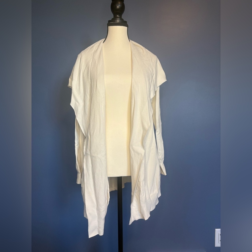 Theory Soft Cream Open Front Waterfall Cardigan size small